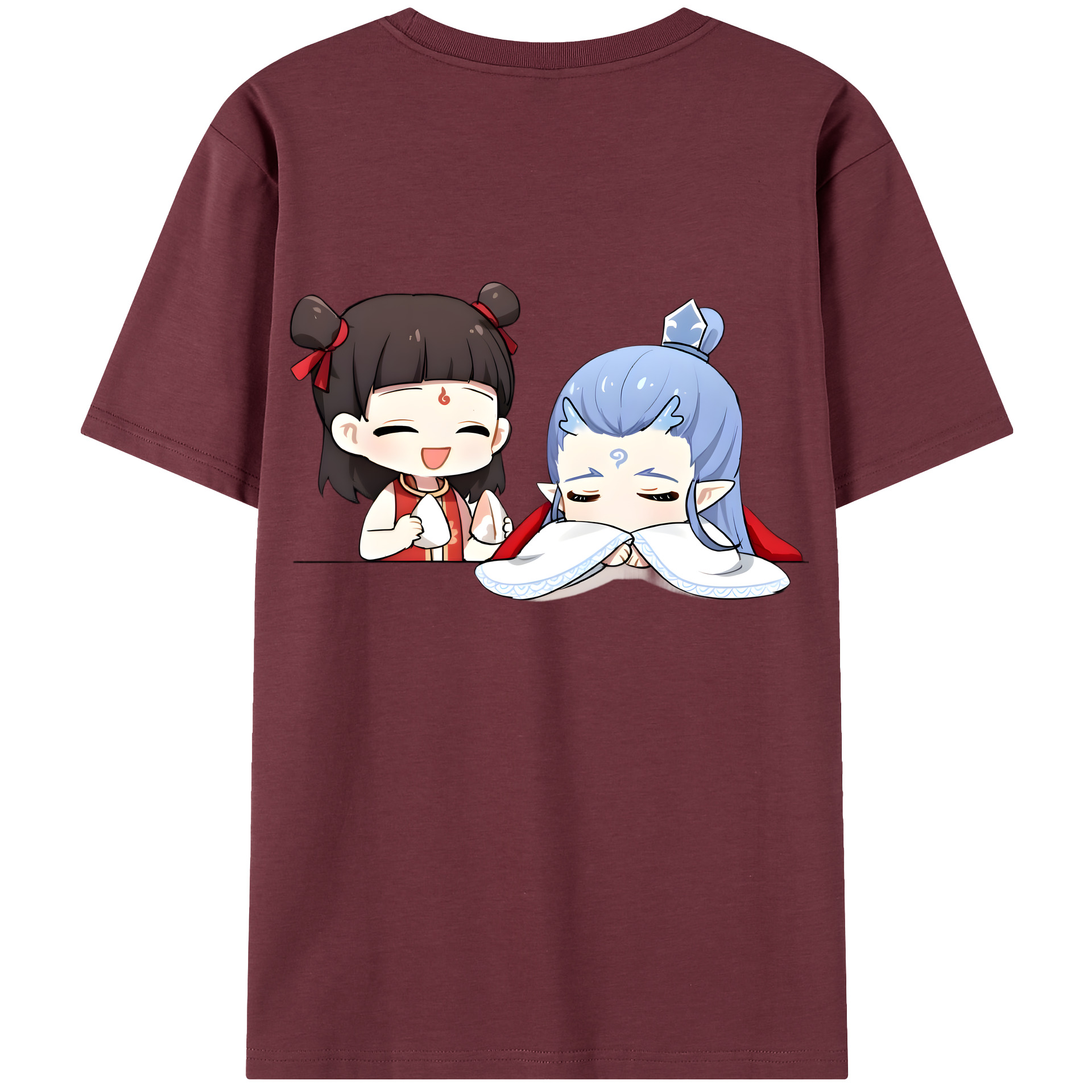 （画像用） Ne Zha 2 ナタ 魔童の大暴れ 綿100％半袖Tシャツ（背面プリント）